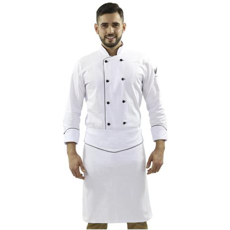 Kit Dólmã Chef de Cozinha Avental Meio Corpo Restaurante - Branco - Wp confecções Menor preço em Kit Dólmã Chef de Cozinha Avental Meio Corpo Restaurante - Branco - Wp confecções