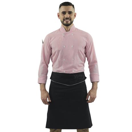 Kit Dolma Uniforme de Chef Com Avental Preto de Cintura - Wp confecções Menor preço em Kit Dolma Uniforme de Chef Com Avental Preto de Cintura - Wp confecções