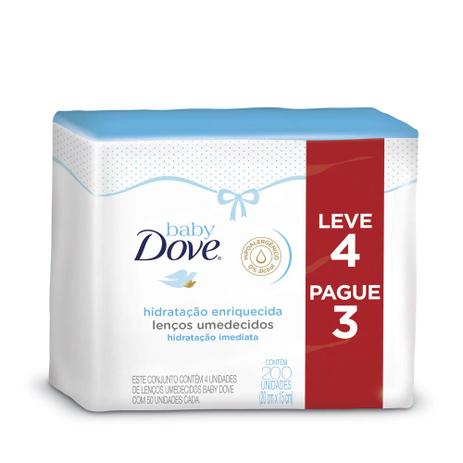 Kit Dove Baby Lenços Umedecidos Hidratação Enriquecida 200 Unidades Menor preço em Kit Dove Baby Lenços Umedecidos Hidratação Enriquecida 200 Unidades