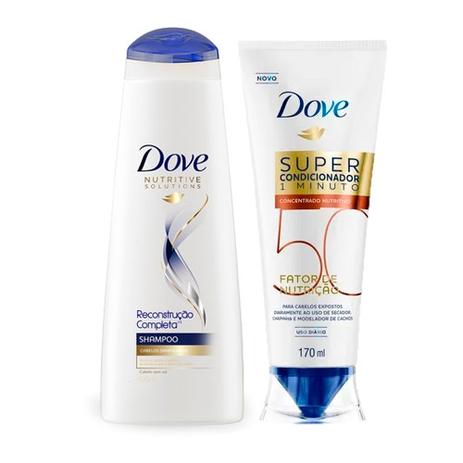 Kit Dove Shampoo Reconstrução Completa 400ml + Super Condicionador Fator de Nutrição 40 170ml Menor preço em Kit Dove Shampoo Reconstrução Completa 400ml + Super Condicionador Fator de Nutrição 40 170ml