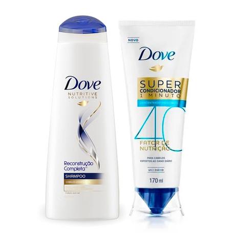 Kit Dove Shampoo Reconstrução Completa 400ml + Super Condicionador Fator de Nutrição 50 170ml Menor preço em Kit Dove Shampoo Reconstrução Completa 400ml + Super Condicionador Fator de Nutrição 50 170ml
