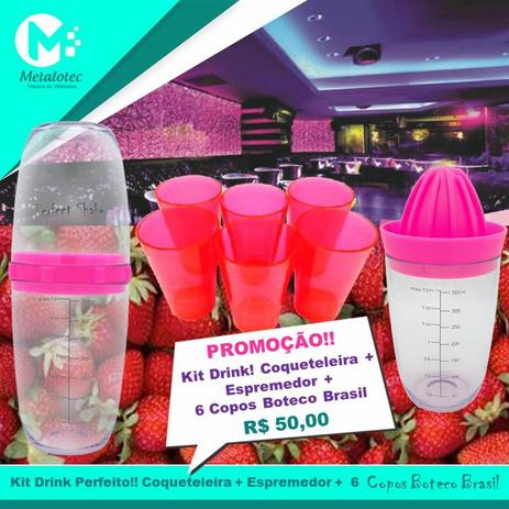 Kit Drink Morango Coqueteleira + Espremedor + 6 Copos Boteco Brasil - Fábrica de utilidades é boa?