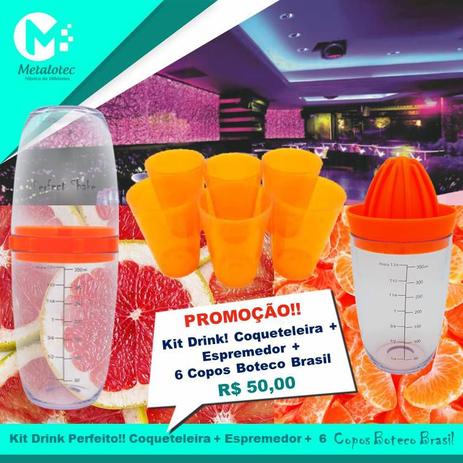 Kit Drink Tangerina Coqueteleira + Espremedor + 6 Copos Boteco Brasil - Fábrica de utilidades é boa?