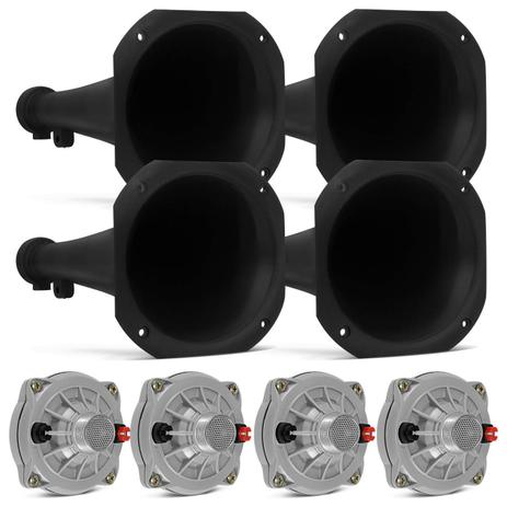 Kit Driver JBL D250X 400W RMS 8 Ohms Fenólico 4 Peças + Corneta Longa Musicall Preta 4 Peças - Jbl selenium Menor preço em Kit Driver JBL D250X 400W RMS 8 Ohms Fenólico 4 Peças + Corneta Longa Musicall Preta 4 Peças - Jbl selenium