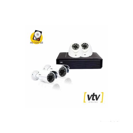 Kit duas câmeras Dome duas câmeras Bullet DVR 8CH 720P até 1.0MP branco e preto VTV Digital Menor preço em Kit duas câmeras Dome duas câmeras Bullet DVR 8CH 720P até 1.0MP branco e preto VTV Digital
