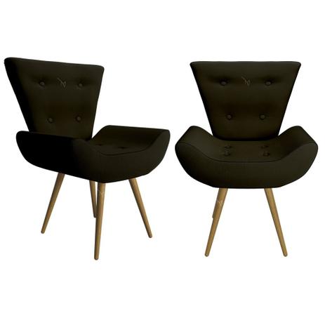 Kit Duas Poltrona Retrô Decoração Bela Pés Palito - Sued Preto - Nanda decor Menor preço em Kit Duas Poltrona Retrô Decoração Bela Pés Palito - Sued Preto - Nanda decor