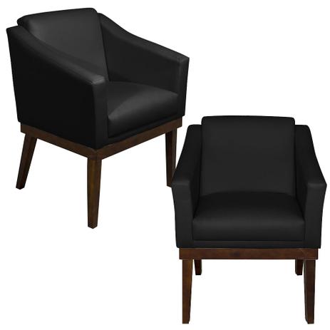 Kit Duas Poltronas Cadeira Para Clinica Sala Espera Recepção San Diego Base Madeira - Sued Preto - Di menezes decor Menor preço em Kit Duas Poltronas Cadeira Para Clinica Sala Espera Recepção San Diego Base Madeira - Sued Preto - Di menezes decor