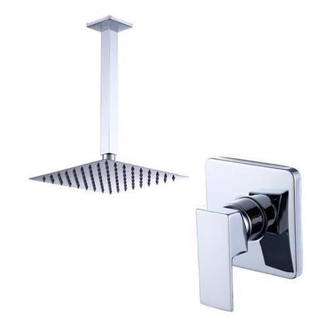 Kit Ducha Chuveiro Slim Prizi Quadrado 20x20cm de Teto com Braço + Misturador Monocomando Prizi Menor preço em Kit Ducha Chuveiro Slim Prizi Quadrado 20x20cm de Teto com Braço + Misturador Monocomando Prizi