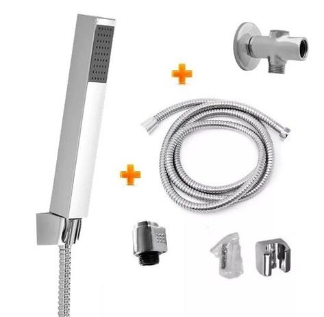 Kit ducha de mão quadrada luxo com desviador redondo - Idral Menor preço em Kit ducha de mão quadrada luxo com desviador redondo - Idral
