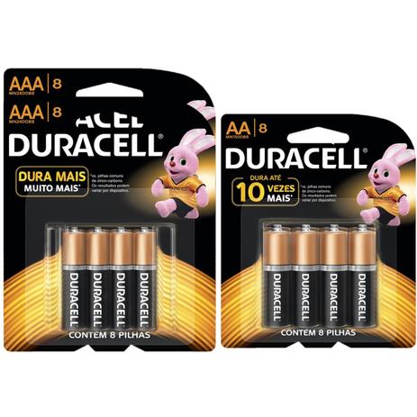 Kit Duracell Duralock Pilha Alcalina AAA c/ 16 + AA c/8 Menor preço em Kit Duracell Duralock Pilha Alcalina AAA c/ 16 + AA c/8