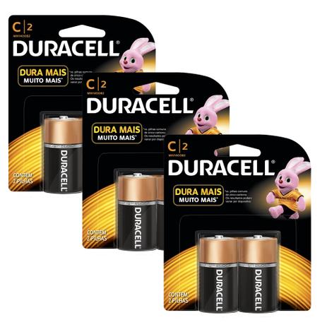 Kit Duracell Duralock Pilha Alcalina C com 6 unidades Menor preço em Kit Duracell Duralock Pilha Alcalina C com 6 unidades