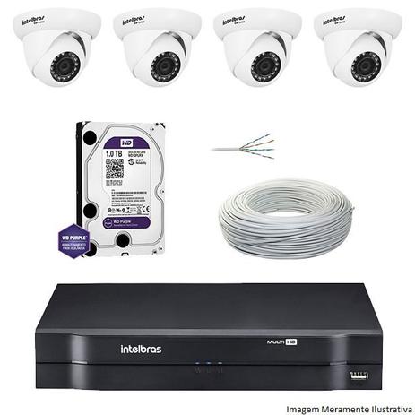 Kit Dvr Intelbras 4 Canais MHDX 4 Câmeras IPs Dome VIP S4020 HD 1 TB WD Purple + Cabo Menor preço em Kit Dvr Intelbras 4 Canais MHDX 4 Câmeras IPs Dome VIP S4020 HD 1 TB WD Purple + Cabo