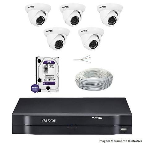 Kit Dvr Intelbras 8 Canais MHDX 5 Câmeras IPs Dome VIP S4020 HD 1 TB WD Purple + Cabo Menor preço em Kit Dvr Intelbras 8 Canais MHDX 5 Câmeras IPs Dome VIP S4020 HD 1 TB WD Purple + Cabo