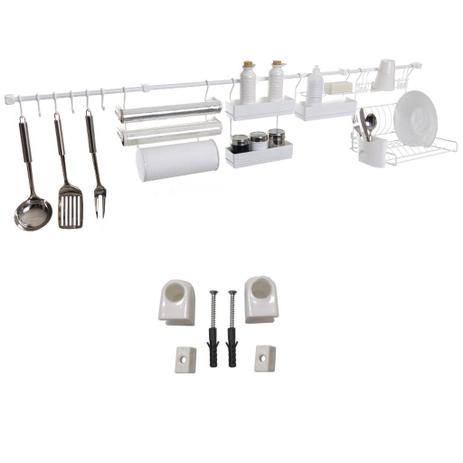 Kit E Requinte Master Barra Suspensa Escorredor Porta Tempero/Rolos Ganchos + Sup. Extra - Metaltru Menor preço em Kit E Requinte Master Barra Suspensa Escorredor Porta Tempero/Rolos Ganchos + Sup. Extra - Metaltru