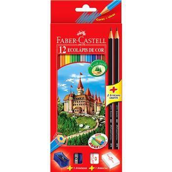 Kit Ecolápis Faber Castell 12 Cores + 2 Lápis Grafite + 1 Apontador + 1 Borracha Menor preço em Kit Ecolápis Faber Castell 12 Cores + 2 Lápis Grafite + 1 Apontador + 1 Borracha