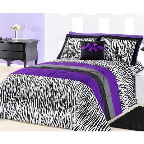 Kit Edredom Casal Queen Charlote 4 Peças c/ Almofada - Roxo - Aquarela Menor preço em Kit Edredom Casal Queen Charlote 4 Peças c/ Almofada - Roxo - Aquarela