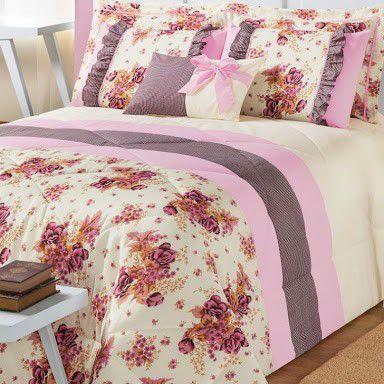 Kit Edredom Casal Queen Vitoria 07 Peças Tecido Misto com 1 Almofada - Rosa - Vivart Menor preço em Kit Edredom Casal Queen Vitoria 07 Peças Tecido Misto com 1 Almofada - Rosa - Vivart
