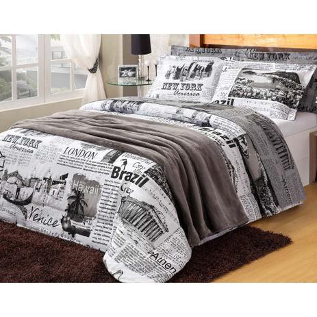 Kit Edredom Casal Queen Voyage 3 Peças 100 Algodão Estampa Jornal - Familie é ruim? Kit Edredom Casal Queen Voyage 3 Peças 100 Algodão Estampa Jornal - Familie é boa?