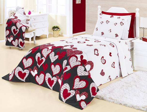 Kit Edredom Desire Solteiro 3 Peças 100 Algodão Percal 200 Fios Love - Vilela enxovais Menor preço em Kit Edredom Desire Solteiro 3 Peças 100 Algodão Percal 200 Fios Love - Vilela enxovais