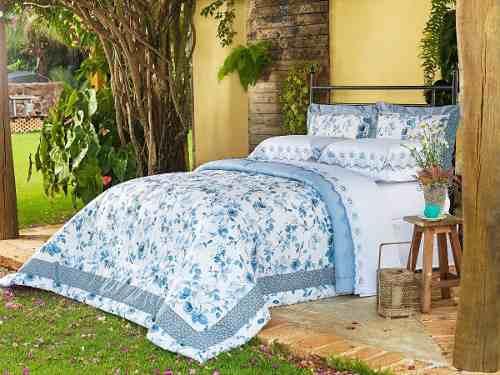 Kit Edredom Di Cotone Super King 03 Peças 100 Algodão 3,10m Azul - Ione enxovais Menor preço em Kit Edredom Di Cotone Super King 03 Peças 100 Algodão 3,10m Azul - Ione enxovais