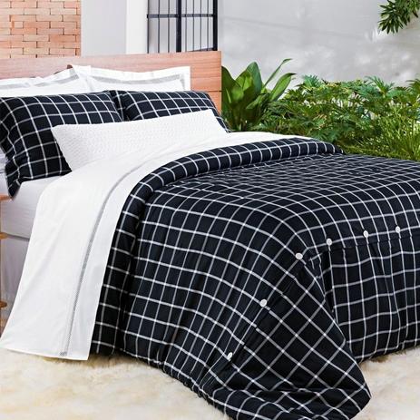 Kit Edredom Dolce Vitta Xadrez Preto - Queen - 3 Peças - Morar chic Menor preço em Kit Edredom Dolce Vitta Xadrez Preto - Queen - 3 Peças - Morar chic