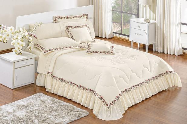 Kit Edredom Estampa Silk Queen 7 Peças Percal 140 Fios Palha - Linda casa é boa?