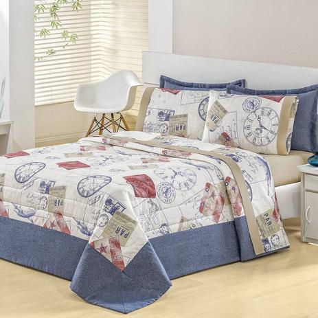 Kit Edredom Estampado 160 Fios King Clock 3 Peças - Azul - Valle enxovais Menor preço em Kit Edredom Estampado 160 Fios King Clock 3 Peças - Azul - Valle enxovais