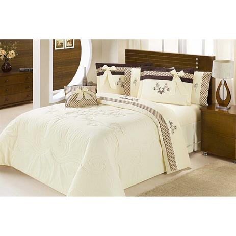 Kit Edredom Fascínio Casal Queen Percal 150 Fios 05 Peças - Palha - Aquarela é ruim? Kit Edredom Fascínio Casal Queen Percal 150 Fios 05 Peças - Palha - Aquarela é boa?