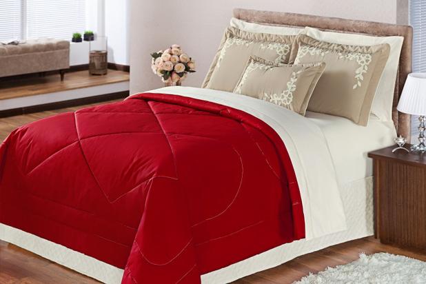 Kit Edredom Harmonia Queen 5 Peças - Vermelho - Enxovais aquarela é boa?