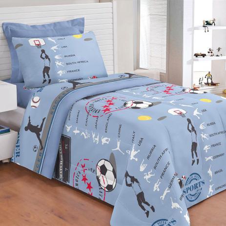 Kit Edredom Infantil Fenômeno Esportes + Jogo De Lençol 5 Peças - Azul - Zilu Enxovais é boa?