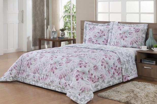 Kit Edredom Itália King Estampado 05 Peças Dupla Face - Rosa - Finos enxovais Menor preço em Kit Edredom Itália King Estampado 05 Peças Dupla Face - Rosa - Finos enxovais