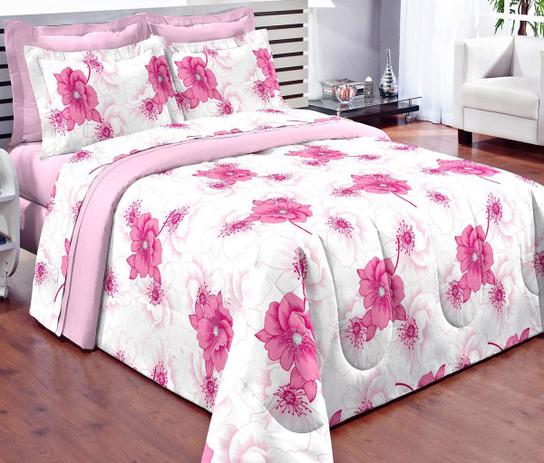 Kit Edredom + Jogo de Cama Casal King Primavera 07 Peças -Rosa - Zilu enxovais Menor preço em Kit Edredom + Jogo de Cama Casal King Primavera 07 Peças -Rosa - Zilu enxovais