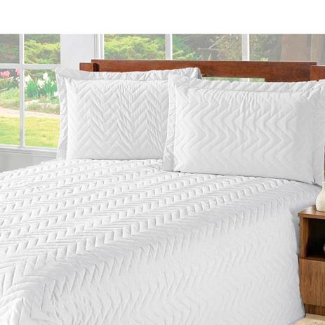 Kit Edredom + Lençol Chevron Matelado Casa Dona Casal 4 peças Branco Menor preço em Kit Edredom + Lençol Chevron Matelado Casa Dona Casal 4 peças Branco
