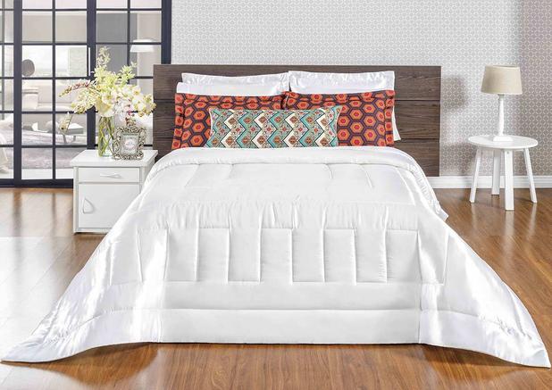 Kit Edredom Queen Coleção Sublime Branco com 7 peças - Casa sua beleza Menor preço em Kit Edredom Queen Coleção Sublime Branco com 7 peças - Casa sua beleza