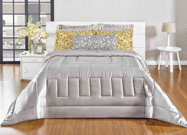 Kit Edredom Queen Coleção Sublime Prata com 7 peças - Casa sua beleza Menor preço em Kit Edredom Queen Coleção Sublime Prata com 7 peças - Casa sua beleza