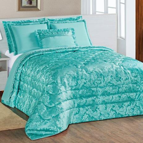Kit Edredom Queen Sublime 04 Peças Estampado - Tiffany - Casa borda Menor preço em Kit Edredom Queen Sublime 04 Peças Estampado - Tiffany - Casa borda