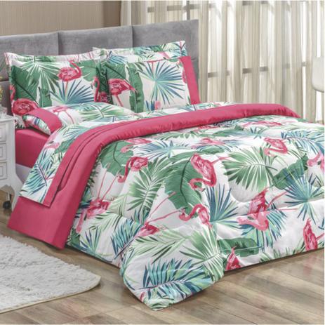 Kit Edredom Real Casal Queen Micro Percal 200 Fios 03 Peças Flamingo - Bia Enxovais Menor preço em Kit Edredom Real Casal Queen Micro Percal 200 Fios 03 Peças Flamingo - Bia Enxovais
