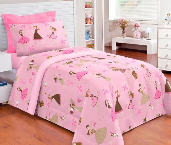 Kit Edredom Solteiro Jogo De Cama Friends 100 Algodao 05 Pecas Rosa Bbordados Enxoval De Cama Magazine Luiza