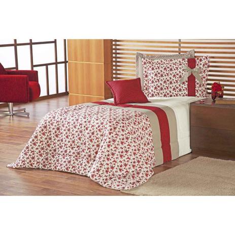 Kit Edredom Solteiro Julia 03 Peças Floral Vermelho - Enxovais Aquarela Menor preço em Kit Edredom Solteiro Julia 03 Peças Floral Vermelho - Enxovais Aquarela