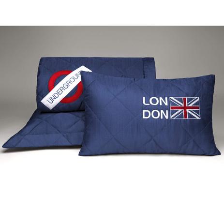 Kit Edredom Solteiro London 4 Peças Capri Casaborda Marinho Menor preço em Kit Edredom Solteiro London 4 Peças Capri Casaborda Marinho