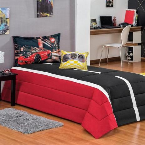 Kit Edredom Solteiro Tuning 04 Peças - Vermelho - Valle é boa?