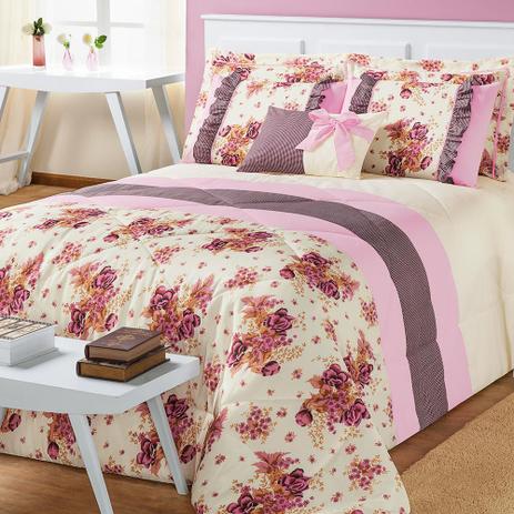Kit Edredom Vitoria Palha/Rosa Queen 07 Pecas - Dourados enxovais é boa?