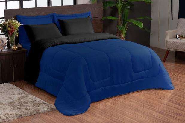 Kit Edredon Ternura Casal Queen 6 Peça Azul com Preto - Eva Enxovais é boa?