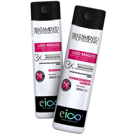 Kit Eico Liso Mágico Shampoo + Condicionador Leave-in 280ml - Eico Cosméticos Menor preço em Kit Eico Liso Mágico Shampoo + Condicionador Leave-in 280ml - Eico Cosméticos