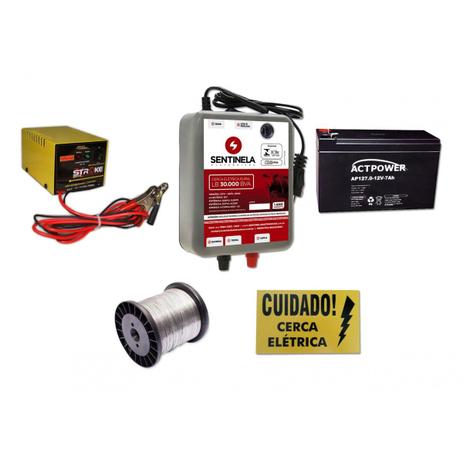 kIt Eletrificador de Cerca Rural 30km Bivolt + Bateria 7ah Vrla + Carregador 3ah + Arame + Placa - Sentinela Menor preço em kIt Eletrificador de Cerca Rural 30km Bivolt + Bateria 7ah Vrla + Carregador 3ah + Arame + Placa - Sentinela