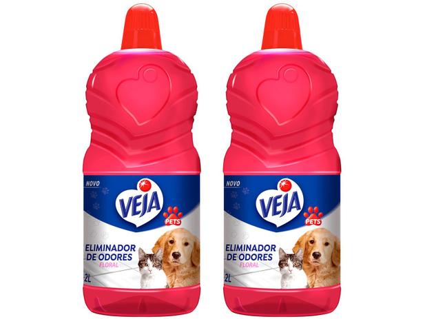 Kit Eliminador de Odores Veja Pets Floral - 2L 2 Unidades Menor preço em Kit Eliminador de Odores Veja Pets Floral - 2L 2 Unidades