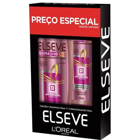Kit Elseve Shampoo 375ml + Condicionador 170 ml Quera-Liso Menor preço em Kit Elseve Shampoo 375ml + Condicionador 170 ml Quera-Liso