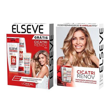 Kit Elseve Shampoo + Condicionador Reparação Total 5 + Cicatri Renov 15ml Menor preço em Kit Elseve Shampoo + Condicionador Reparação Total 5 + Cicatri Renov 15ml