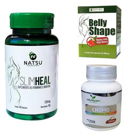 Kit Emagrecedor Slim Heal, Seca Barriga E Cromo - Natsu Menor preço em Kit Emagrecedor Slim Heal, Seca Barriga E Cromo - Natsu