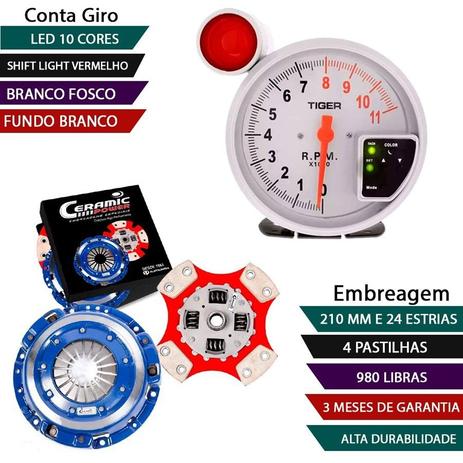 Kit Embreagem Cerâmica 4 Pastilhas / 980lb Conta Giro Branco - Ceramic power Menor preço em Kit Embreagem Cerâmica 4 Pastilhas / 980lb Conta Giro Branco - Ceramic power
